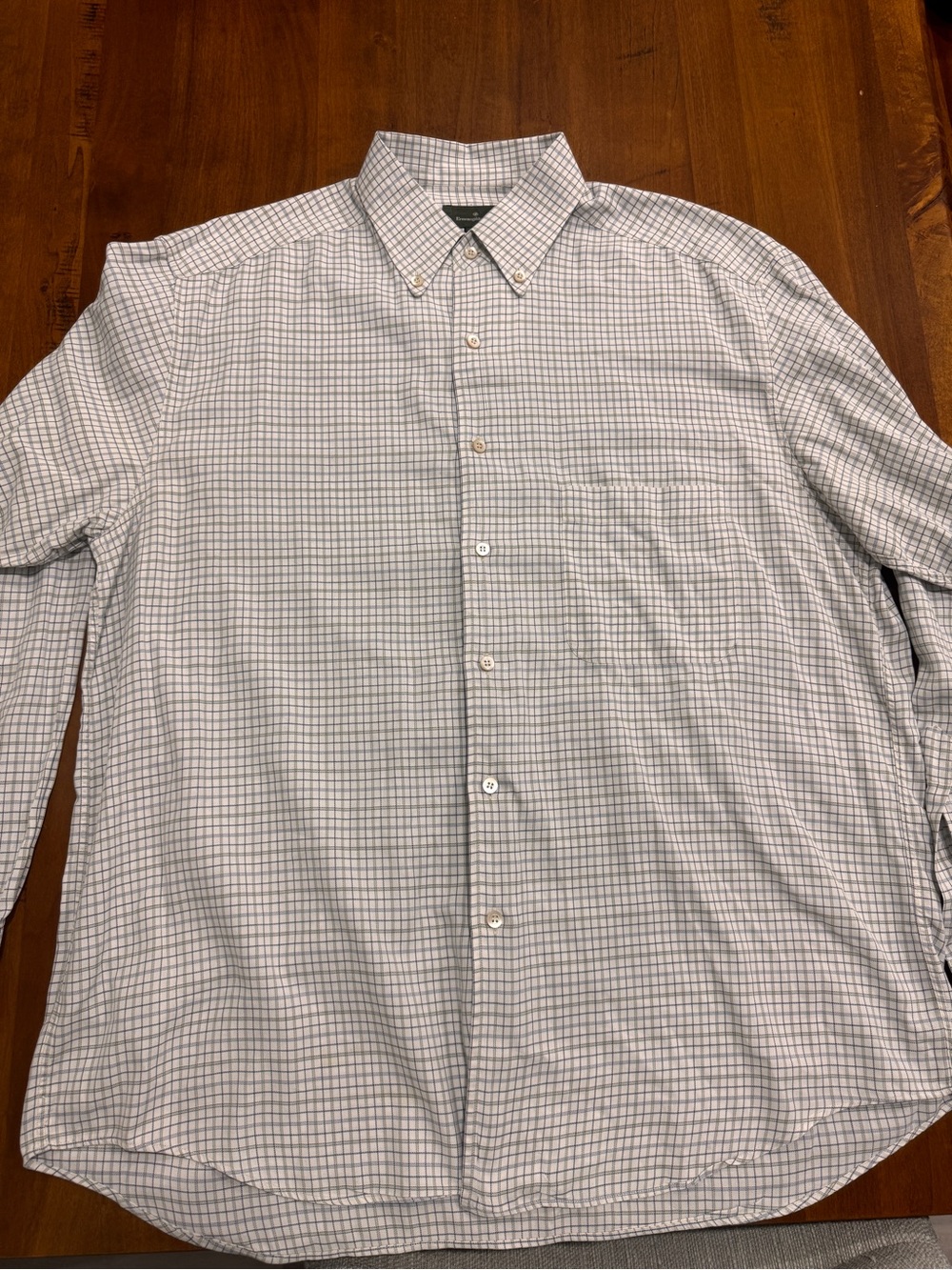 Ermenegildo Zegna Men's Button-Down Check Shirt - Light Blue/White